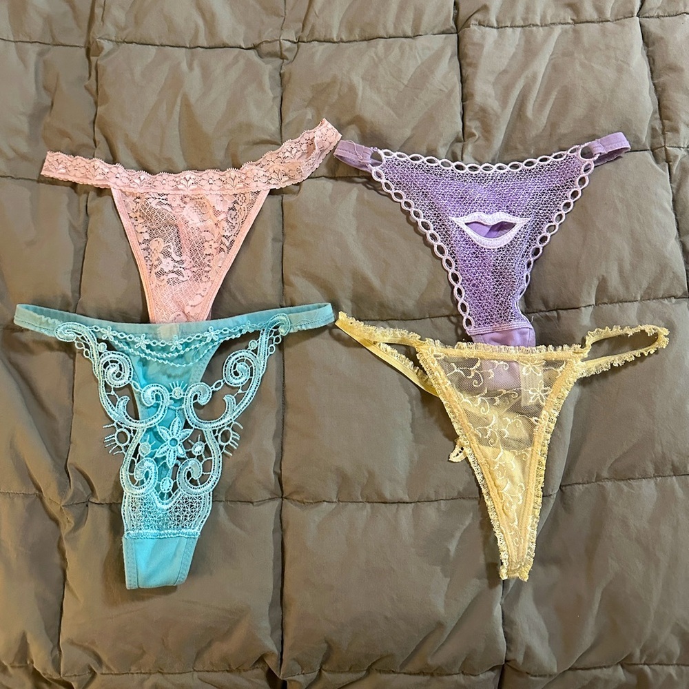 RARE vintage y2k pastel super sexy thong panty bundle size small
